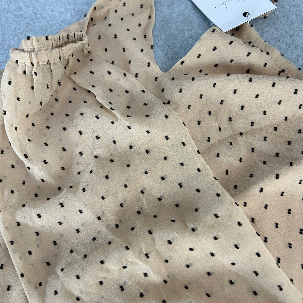 L'Academie Revolve XXS Amber Blouse Halter Neck Tan Polka Dot Off Shoulder NEW - Picture 13 of 15